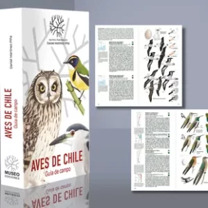 Portada de la Guía de campo de aves de Chile de Daniel Martínez con ilustraciones de aves y mapas de distribución